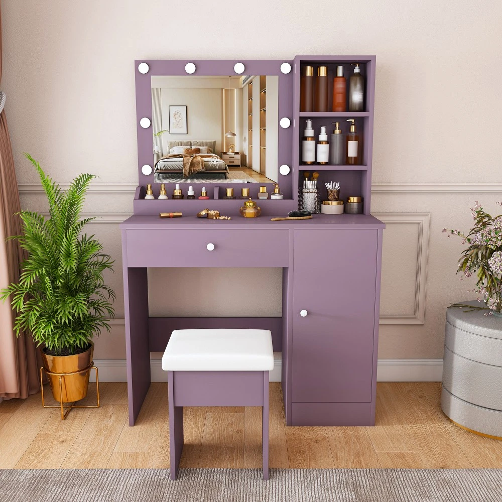 dressing table purple A Touch of Royalty: Make a Statement with Our Purple Vanity Tables"
