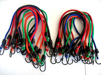 40 VIRGIN RUBBER SUPER POWER 10'' MINI BUNGEE CORDS 59005-N STAINLESS STEEL HOOKS