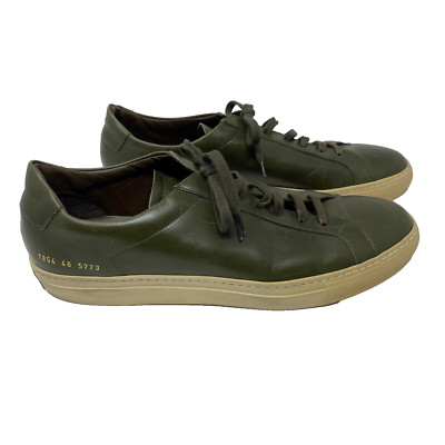 common projects mens sneakers size 13 olive green leather lace up italy