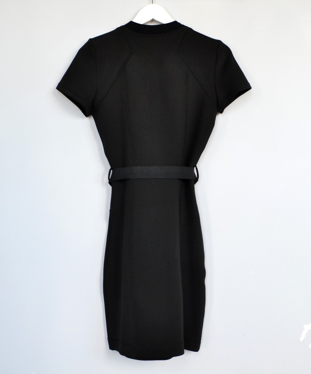 2009 Womens GUCCI Dress Neoprene Belt Logo Zip Black Dresses