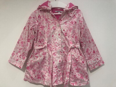 DKNY GIRLS RAINCOAT SIZE 3Y WHITE/PINK IN EX
