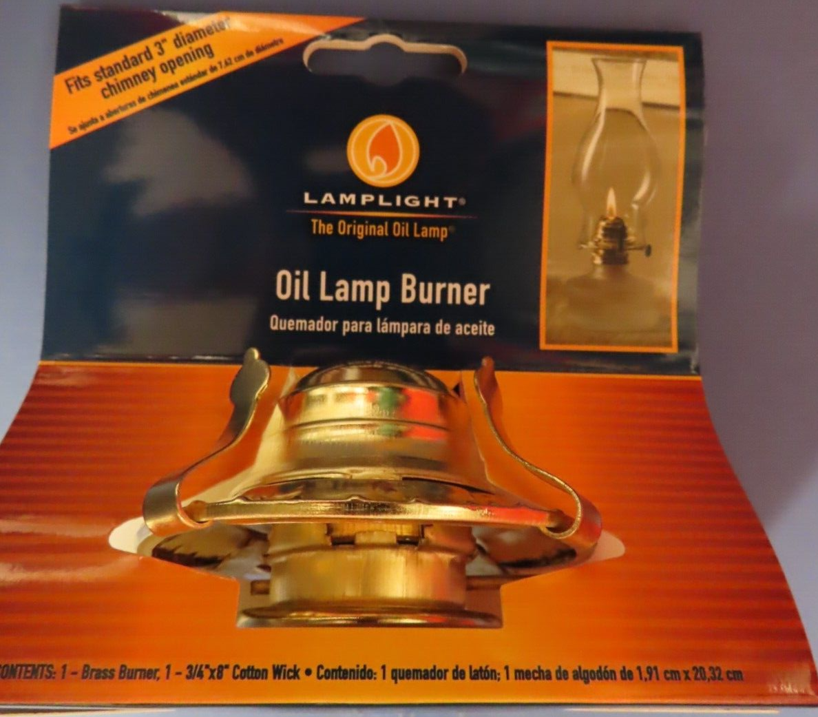 Lamplight Farms Oil Lamp Burner with wick. Fits standard 3" dia