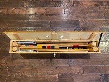 VINTAGE EDDIE BAUER PINE BOX COMPLETE CROQUET SET