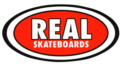 Real Skateboard Sticker Rot Weiß Schwarz 14x7,5cm Oval