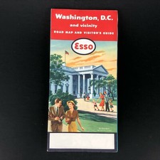 Bell HelmEsso Washington, DC Vintage Road Map PICTORIAL GUIDE White House Cover