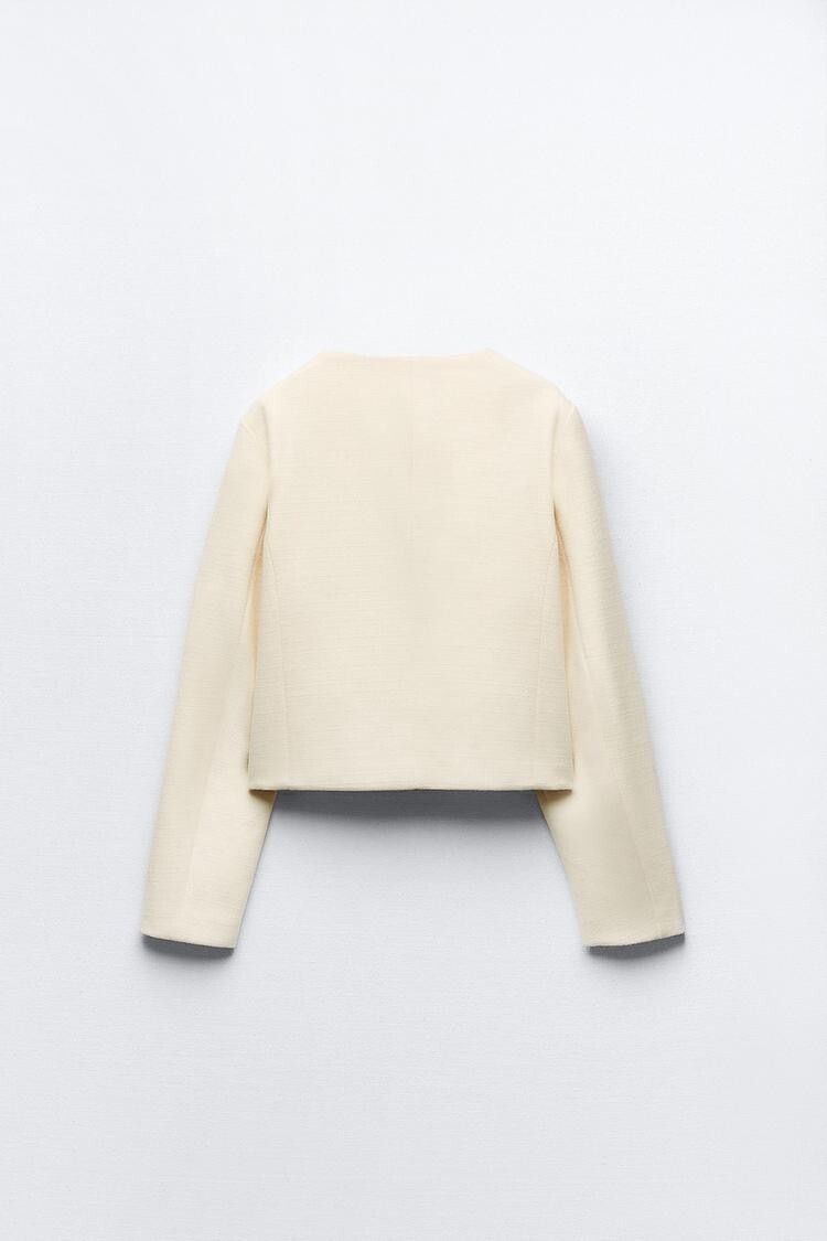 ZARA NEW WOMAN CROPPED BLAZER WITH FLAPS JACKET ECRU XS | eBay