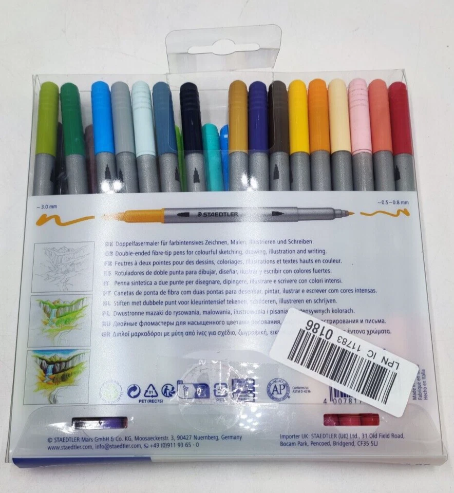 Marker Staedtler Doppelendig verschiedene Rundspitzen 33 Stück 3200 TB36 - Bild 2 von 3