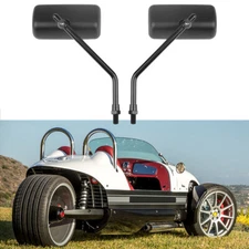 8mm 10mm Black Motorcycle Rearview Mirrors Rectangle For Vanderhall Auto Cycle