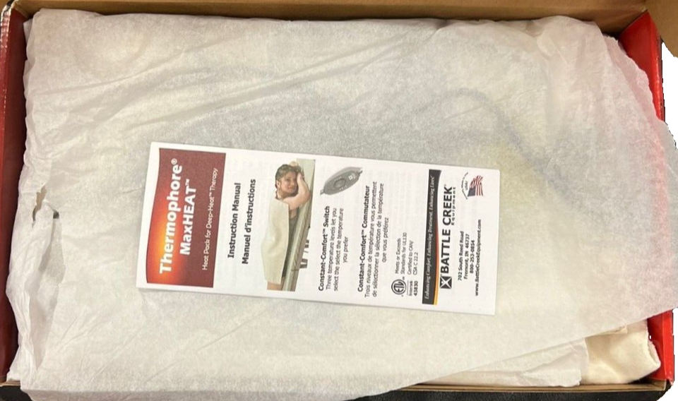 Thermophore MaxHeat Arthritis Pad Moist Heating Pad Size Large 14" x 27