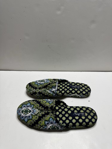 Vera BRADLEY Zipper Pouch Green & Blue Pattern Slippers and Bag size 7-8 - Picture 14 of 24