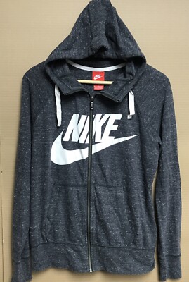 Nike Gym Vintage Full Zip Logo Lightweight Hoodie In Grey Fleck