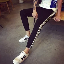 Junior Activewear Track Pants Joggers Training Sweatpant Stripes Stretch Trouser