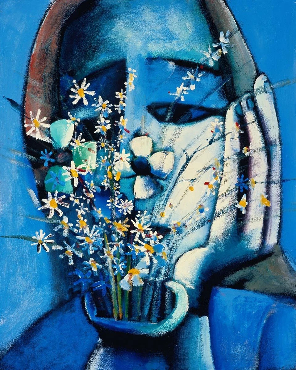 Charles Blackman : Blue Vase : Archival Quality Art Print 17x22