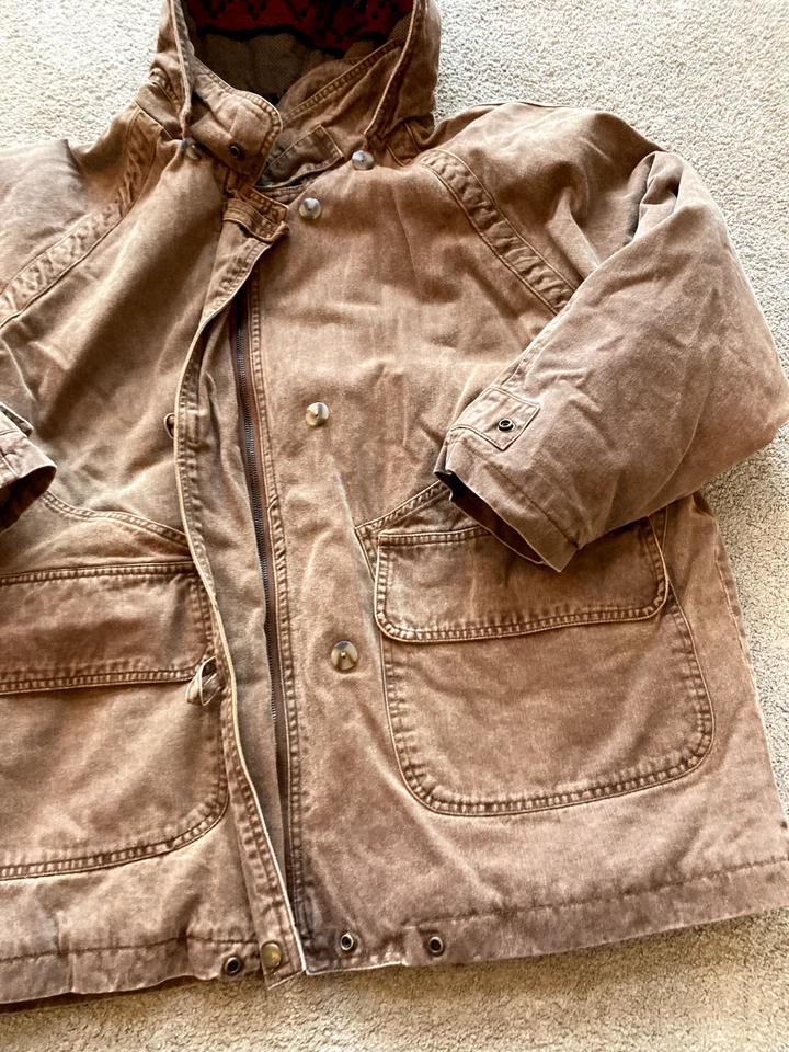 Brandon Thomas Vintage Womens Farm Work Jacket Aztec Lined Sued Hooded Med - Image 3 of 4