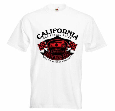 T-Shirt HOT ROD CLASSIC CALIFORNIA OLD SCHOOL HOT ROD US CAR MUCLE CAR V8 ROUTE