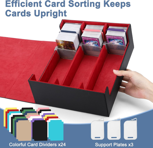 Premium Leather Card Deck Case for 1800+ Trading Cards with Magnetic Closure - Picture 3 of 12