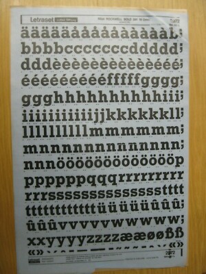 0,1 x Letraset Kleinbuchstaben ROCKWELL BOLD 391 60pt 16,2 mm Blatt 2972 ~ gebraucht