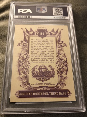 2013 Panini Golden Age Brooks Robinson HOF #84 Orioles Graded PSA GEM MT 10 - Picture 2 of 2