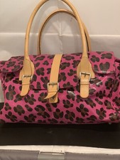 Maurizio Taiuti Lepard Print Hot Pink Leather Handbag Italy $ 900 Excellent