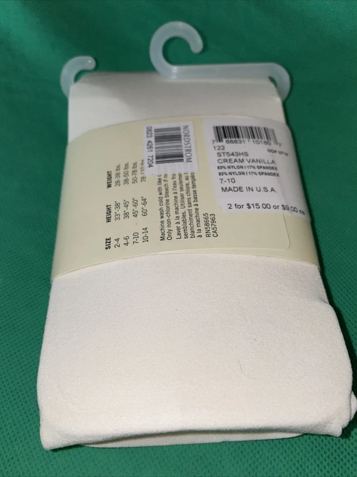 Medias de microfibra Tucker + Tate Girls vainilla/crema mezcla de algodón elástico talla 7-10 Foto 3 de 4