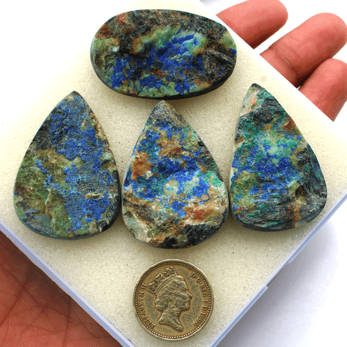 4 Pcs Natural Arizona Azurite Malachite Collectible Raw Face Druzy Crystal Reiki - Afbeelding 3 van 12