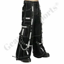  Rare Men's Gothic Bondage Reflective Pant Alternative Punk Shorts Rock Trouser