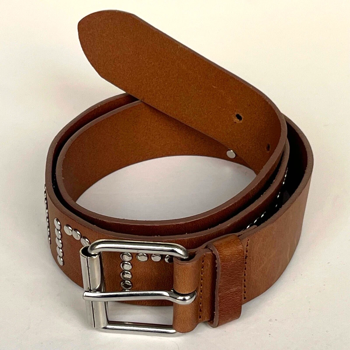 Camel Large Western Belt In Vintage Calfskin - Designer Belts for Women