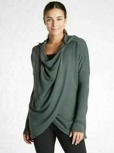 NWOT Athleta Purana Wrap Sweatshirt, Bali Green SIZE XS #486073 W0130H