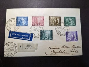 1938 Registered Italy Airmail Cover Rome to Grycksbo Sweden