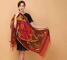 Large Natural 60 Wool  40 Silk Shawls /Scarf - 78  x 25  