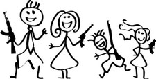 Gun Stick Family VINYL DECAL Sticker Molan Labe 2nd Amendment Pistol Funny joke
