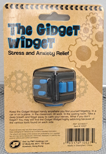 The Gidget Widget Stress Anxiety Relief Fidget Black Blue Series 2 Hand Therapy - Picture 2 of 3