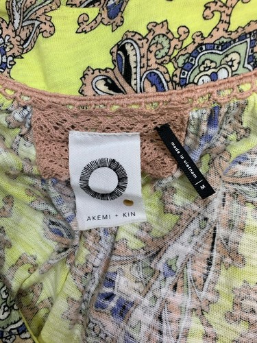 Anthropologie Akemi + Kin Bluse Gr. M gelb ärmellos Plissee Paisley Bluse - Bild 8 von 10