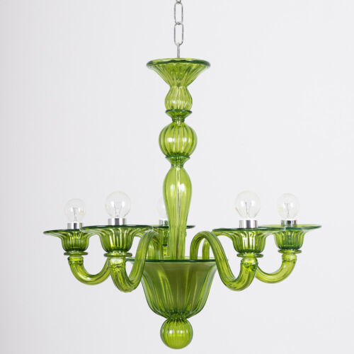 Blavet mignon lampadario in vetro di Murano 5 luci verde - Foto 1 di 1