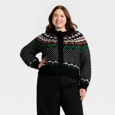 Women's Merriment Cardigan Sweater - Universal Thread Black 1X