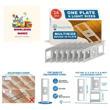 24-Pack New Construction Recessed Light Mounting Plates, Flat Steel Rough-in ...