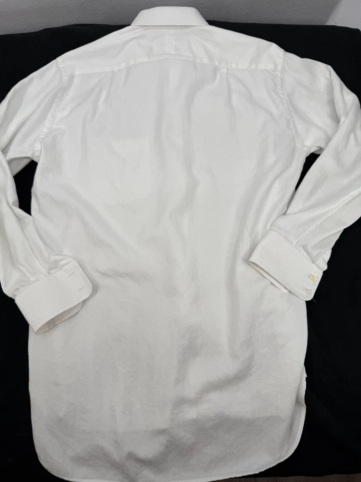 Charles Tyrwhitt Men 15.5 35 Classic Fit White Button Up Dress Shirt Herringbone - Image 2 of 4