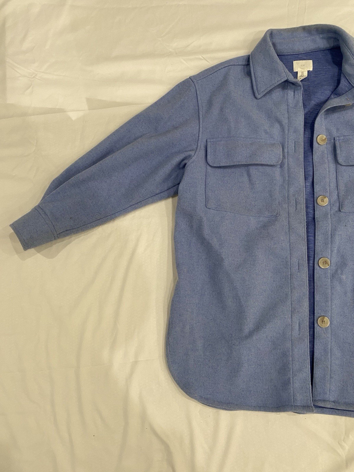 H&M Women's Blue Button-Up Shirt with Chest Pockets, Long Sleeve, Size S thumbnail 3