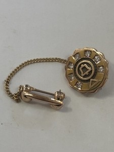 VTG 10k Y Gold Southern Bell 7 Diamond Service Pin/Phone Chain Guard 3.74 Grams