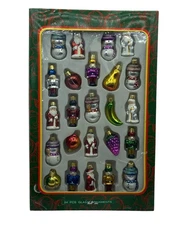 Kurt S Adler 24 Glass Christmas Ornaments Set Santa Nutcracker Snowman Vintage