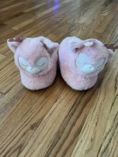 REINDEER SLIPPERS W/ANTLERS Pink Girls Sz 13/1