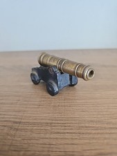 Miniature Vintage Cast Iron Brass Desktop Cannon, Paperweight