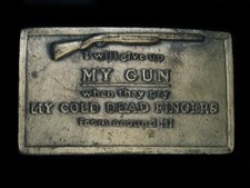 TG15104 VINTAGE 1970s I WILL GIVE UP MY GUN WHEN... 2ND AMENDMENT BELT BUCKLE