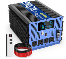 4000W Pure Sine Wave Power Inverters DC 12V to AC 110V 120V 12V-4000W, Black