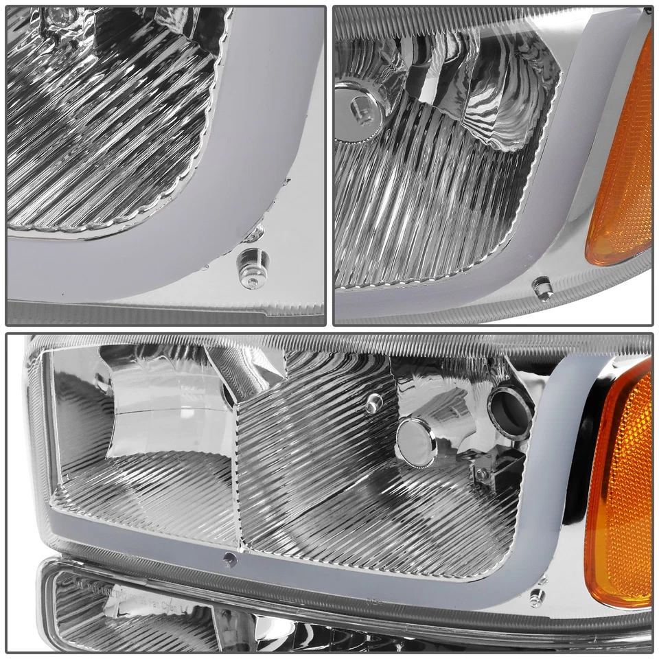 PARA 99-07 GMC SIERRA/YUKON LED DRL CROMO ÁMBAR FAROS CON PARACHOQUES LUCES DE SEÑAL Foto 4 de 4