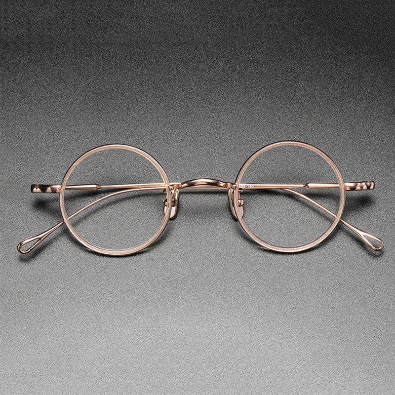 Pure Titanium Eyeglass frames Small Round Glasses Retro Acetate ...