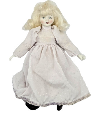 Vintage Enesco Porcelain 9'' Doll UNIQUE Expression & Soft Body 80s FREE SHIP