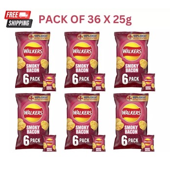 Walkers Smoky Bacon Multipack Chips, 36 x 25 g Neuware Versandkostenfrei