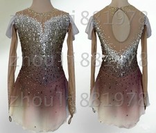 Nuevo vestido de patinaje artístico sobre hielo vestido de patinaje artístico para competición teñido rosa