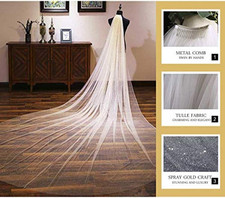 Sparkle Cathedral Wedding Veil Long Glitter Bridal Veils with Comb for Women ...